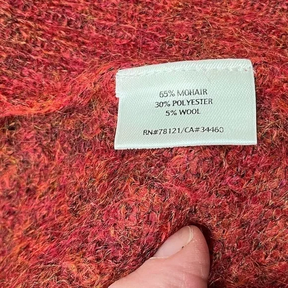 EILEEN FISHER Mohair Wool Blend Burnt Orange Open Front Knit Cardigan Sweater L - Picture 5 of 6